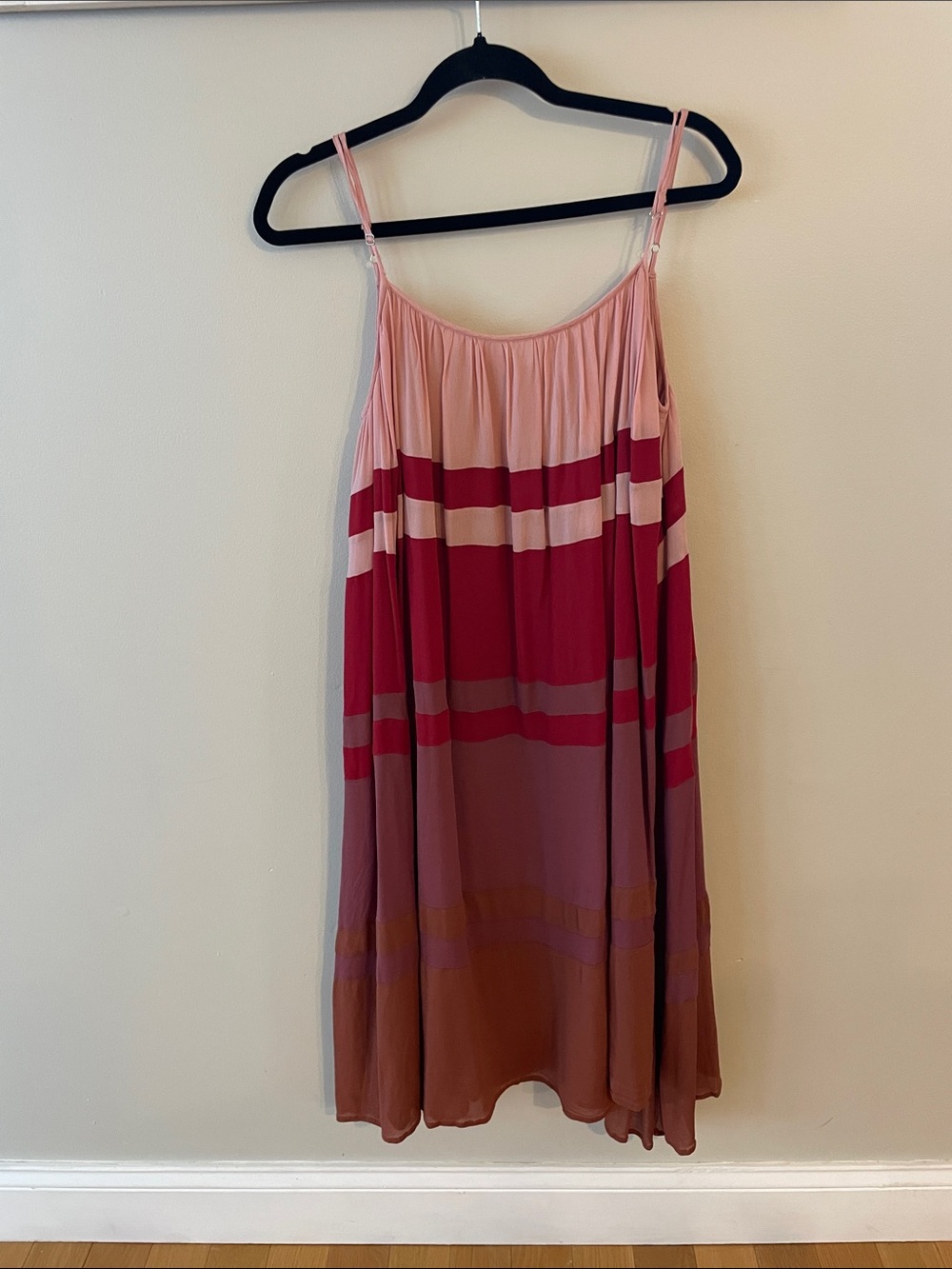 Storia Pink, Brown and Red Striped Slip Dress